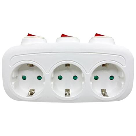 Adaptador de enchufe europeo  Regleta de enchufes de pared - Regleta de enchufes de 3 puertos, convertidor internacional para cargar sus dispositivos en la sala de estar, la cocina, el dormitorio, el 