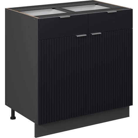 Mobiletto base per cucina Fame-Line, Nero rigato, 80 cm senza piano di lavoro, Vicco