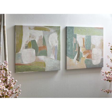 Abstrakte bedruckte Leinwand, 70 % Öl, 70 x 70 cm, 2er-Set, 70 x 3 x 70 cm