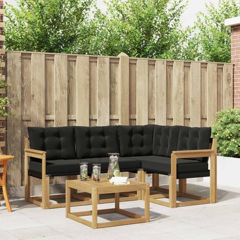 vidaXL Set di divani da esterno con cuscino 5 pcs Bianco e Nero
