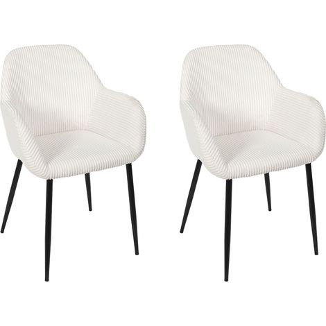 Lot de 2 Fauteuils - HOME DECO FACTORY - Scott - Côtelés - Confortables - Beige et Noir (1/5)
