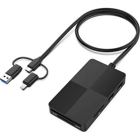 Hub USB 3.0 multifonctionnel 8 en 1 pour lecteurs de cartes CF, MS, XD, SD et TF, compatible avec les téléphones portables et les ordinateurs. (1/4)