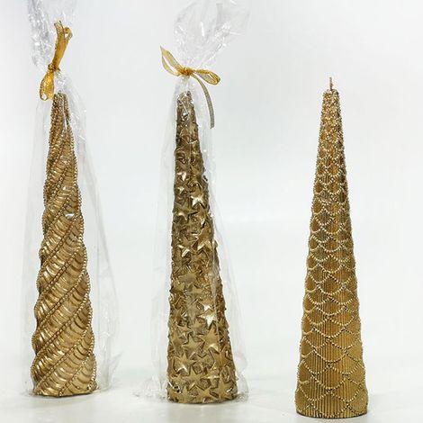 Candela oro addobbi natalizi per decorazioni di natale addobbo 30cm 3pz negozio casa molto belle e particolari (1/5)