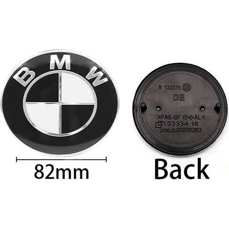 (82 mm Noir Blanc) - Logo BMW noir et blanc pour voiture, emblème de capot avant, badge arrière, cache-moyeu de roue, autocollant pour volant, accessoires 45 mm (1/5)