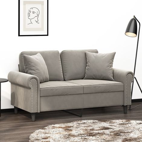 Coussins décoratifs lot de 2 Gris clair 40x40 cm Velours (1/5)