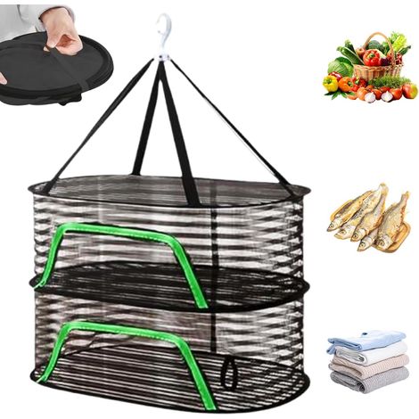 Séchoir à herbes 2 niveaux, pliable et anti mouches, avec fermeture éclair en maille coupe vent (1/5)