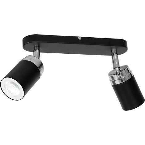 Barra faretti Reno 2 luci nero/cromo GU10 15W Luminex