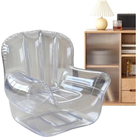 Fauteuil gonflable en PVC transparent, chaise gonflable transparente avec accoudoirs, canapé gonflable élégant pour salon, fêtes et séances photo, dimensions 100 x 90 x 95 cm (1/5)