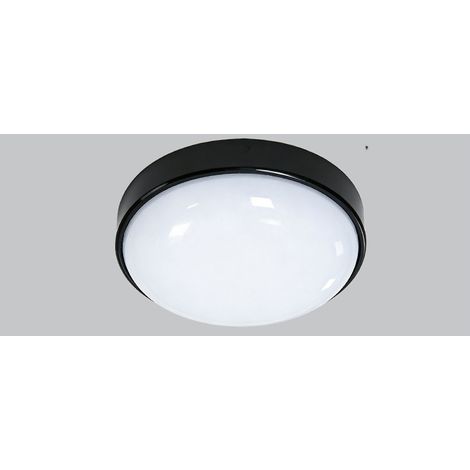 (Ø 21,8 cmLED-Außenwandleuchte, Außenwandleuchte mit Bewegungsmelder und Crepusculaire-Kappe, 24 Watt, Weiß/Schwarz, Rund (1/3)