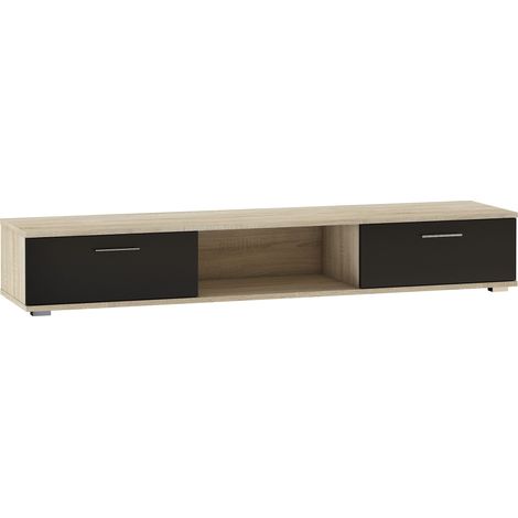 Meuble TV bois Sonoma et noir mat Flexa 176cm (1/4)