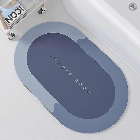 Tapis de bain super absorbant, tapis de sol à séchage rapide, tapis de salle de bain antidérapant, paillasson bleu (1/4)