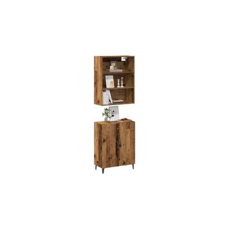 Buffet avec armoire murale vieux bois bois d'ingénierie (1/5)