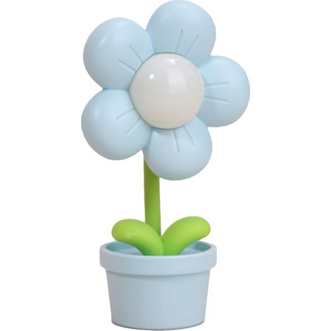 Ortviai Lampe de nuit fleur en silicone souple, 360° pliable, LED bleue, pile intégrée – décoration intérieure originale