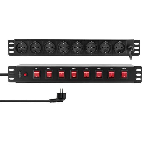 LOGILINK Steckdosenleiste PDU8D01, 8-fach, 19", einzeln schaltbar, schwarz (1/5)