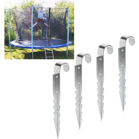 4 ancrages de sécurité robustes pour trampoline, piquets de sol en acier galvanisé pour balançoire extérieure (1/4)