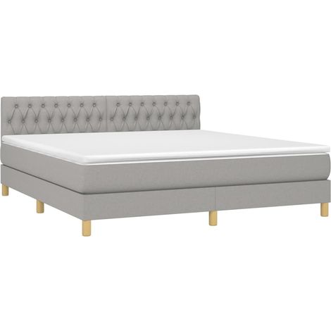 Cadre de lit LED avec sommier tête de lit matelas 180x200 cm tissu gris clair TDL0208511