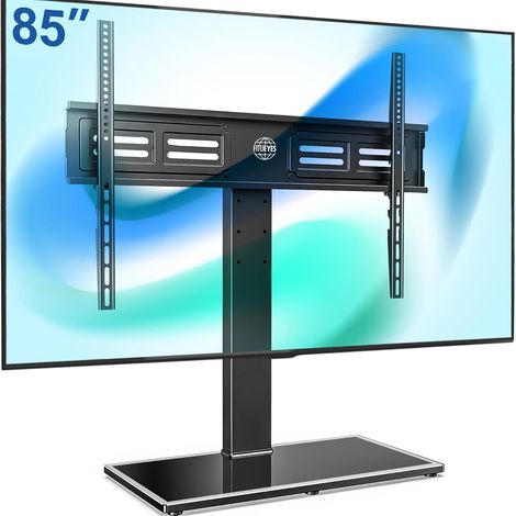 Support TV sur Pied, avec Base en Verre Trempé, 50-85 Pouces (1/5)
