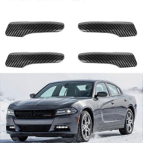 Passend für Dodge Charger und Chrysler 300C (Baujahre 2011–2023): Aufkleber zur Dekoration der inneren Türgriffe – Carbonfaser-Schwarz