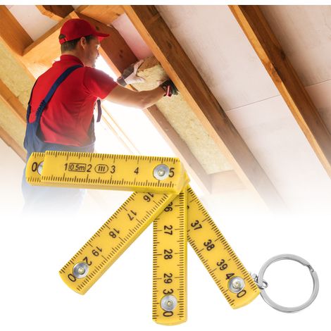2/Verkauf eines faltbaren ABS-Lineals für Holzbearbeitungsarbeiten, 0,5 m lang, 10-teiliges faltbares Lineal für Schlüsselring, 10-teiliges Kunststofflineal, gelb. (1/5)