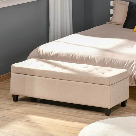 MEUBLIV banco arcón tapizado 125x49x41,5 cm beige con almacenaje integrado, sin colchón (1/5)
