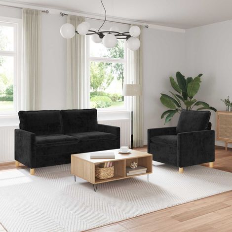 vidaXL Sofa Set 2 pcs Schwarz Polyester (1/5)