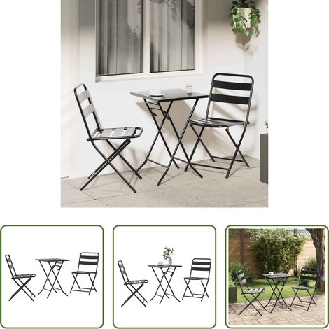 vidaXL Terrasse - Garten Bistro Set 3 pcs Anthrazit Stahl (1/5)