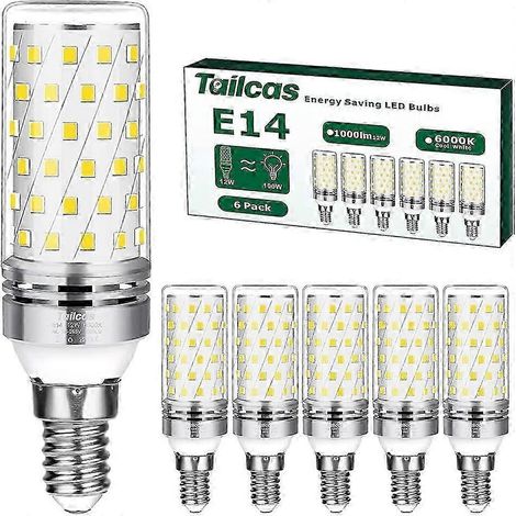 Ampoules LED E14 blanc froid, 16 W (équivalent halogène 100 W), culot à vis E14, 6 000 K, 1 200 lm, non dimmable, sans scintillement, 220-240 V CA (lot de 6)SZXM (1/5)