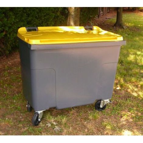 Conteneur à déchets 500 litres extérieur 4 roues gris-bleu