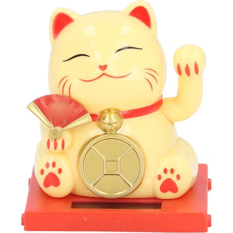Ortviai Chat Porte-Bonheur Solaire 5 cm en ABS Jaune avec Boîte Claire – Déco Bureau, Tableau de Bord & Intérieur (1/5)