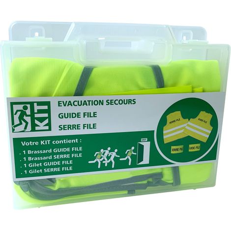 Signaletique.Biz France – Kit d'évacuation avec mallette et vis de fixation – Gilets et brassards guide-file taille L – Valise avec fixation murale (1/5)