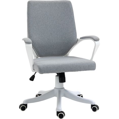 Siège bureau ergonomique réglable en hauteur, dossier inclinable, assise pivotante 360°, gris, tissu lin respirant