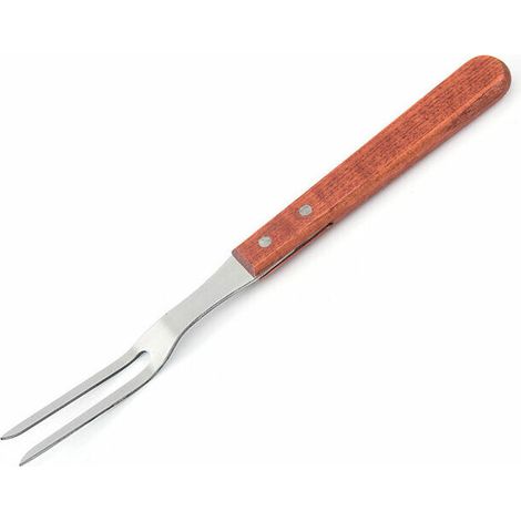 royaluxe - Fourchette à viande en acier inoxydable avec manche en bois,33cm, (1/4)