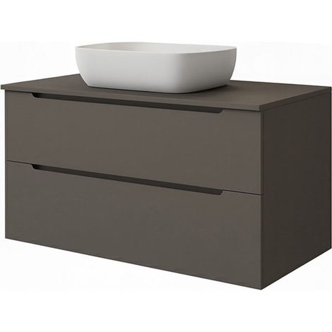 Kibath Mueble de baño con Lavabo VICTORIA 100x45 cm acabado Grafito mate 2 cajones suspendido