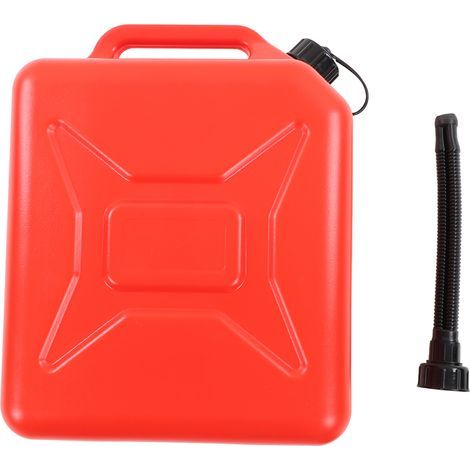 10-liter (2.6-gallon) red gasoline can with graduations, made of thick HDPE and fire-retardant ABS. (1/5)