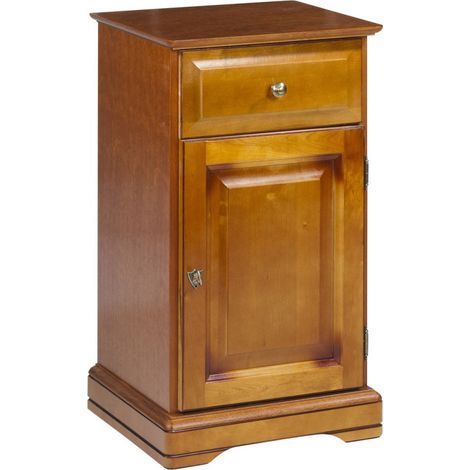 Beaux Meubles Pas Chers – Confiturier merisier 1 porte 1 tiroir – Dimensions 44.2x77.2x41 cm – Panneaux de particules plaqués merisier – Fabriqué en France
