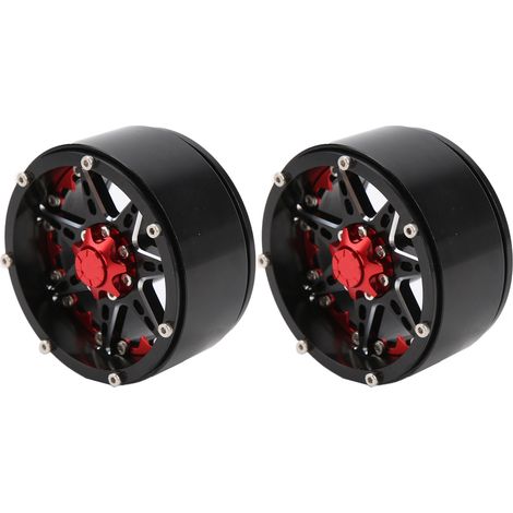 Satz mit 2 Beadlock-Felgen aus Aluminiumlegierung für 1/10 SCX10 / TRX4 / TRX6 RC-Cars (Ersatzteile, Schwarz und Rot) - Schwarz und Rot (1/5)