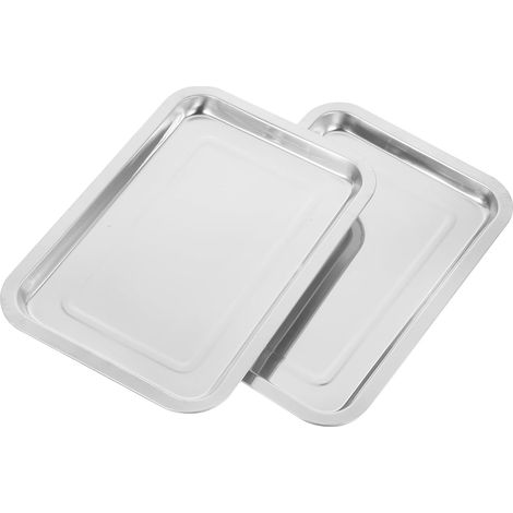 Lot de 2 Plateaux Inox Tatouage - Acier Inoxydable - Bords Anti-dérapants - Organisation Outils Pro - 31x21 cm (1/5)