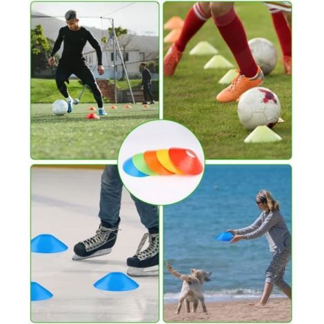 Cônes de Marquage - Multisport - 50Pcs - Couleurs Vives - Matériaux Durables - Support de Rangement (1/4)