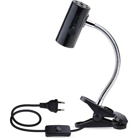 E27 avec Pince et 1,8m Câble pour Lampe Reptile, max. 150W, Flexible Douille Terrarium Noire E27 pour Tortue, Clip Lampe Chauffante pour Poussin Chiot (sans ampoule) (1/5)