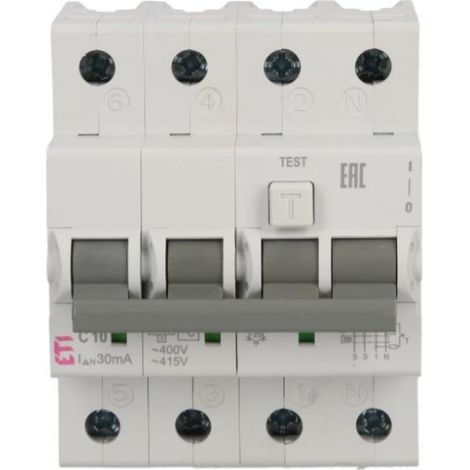 Interruttore differenziale 4P 10A C 0.03A tipo AC KZS-4M 002174022