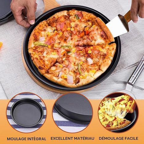 moule à pizza rondes,plaque pizza four au carbone,pinceau pour appliquer de l'huile,plat pour tartes flambées, gâteaux,16.5cm,6-zoll,ustensiles de cuisine (1/3)