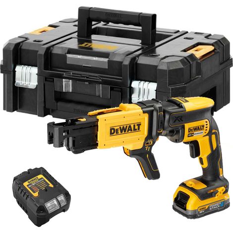 DeWALT DCF620E1K-XJ Cordless 18V Brushless Drywall Screwdriver - 1× 1.7Ah PowerStack Battery, Charger & TSTAK II Case