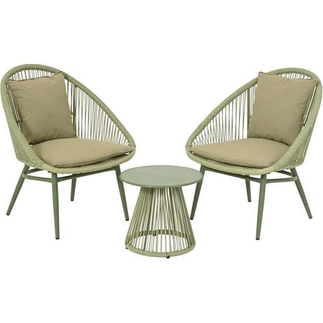 Set Salotto da Giardino Santa Cruz in Vimini Verde - Tavolino, 2 Sedie (1/5)
