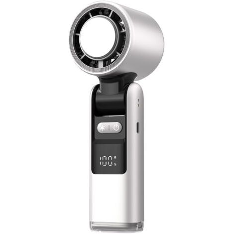 Mini ventilateur portable silencieux rechargeable, batterie 4000 mAh, avec fonction poche de glace et lampe torche. (1/5)