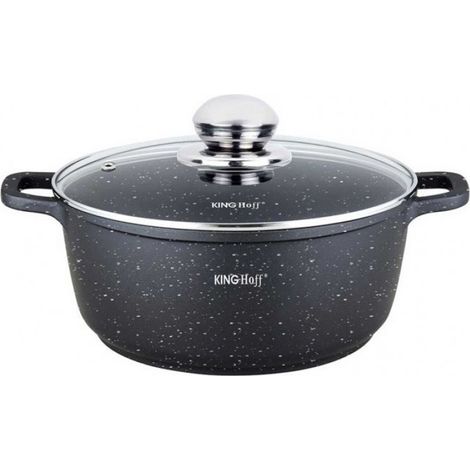 Marmite - Fonte - Revêtement Marbre - 22 cm - 3,3 L - Compatible Induction - Pour Cuisinière Et Four (1/5)