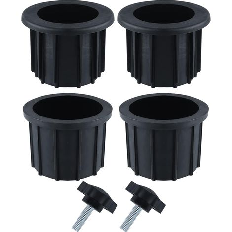 2 set (6 pezzi) di accessori per ombrellone da balcone, 4 anelli per fori per ombrellone e 2 viti con manopola, accessori per portaombrellone per tavolo da patio, balcone, terrazze (nero) (1/5)