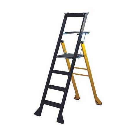 Centaure – Escabeau aluminium Mister T caillebotis – 3 à 6 marches – Hauteur de travail 0,88m – Capacité 150 kg – Antidérapant pour terrains humides (1/7)
