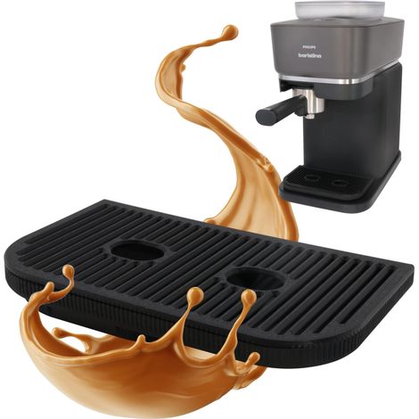 3D Égouttoir élargi avec bac de récupération pour machine à expresso Baristina – Surface de rangement élargie, plus de hauteur pour les verres jusqu'à 110 mm, passe au lave-vaisselle, noir (1/5)