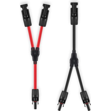 6 mm² Solarkabel-Y-Verbinder – 1 Paar Y-Verbinder für Solarmodule, verwendet in Photovoltaikkabeln für Solaranlagen (rot + schwarz). (1/5)