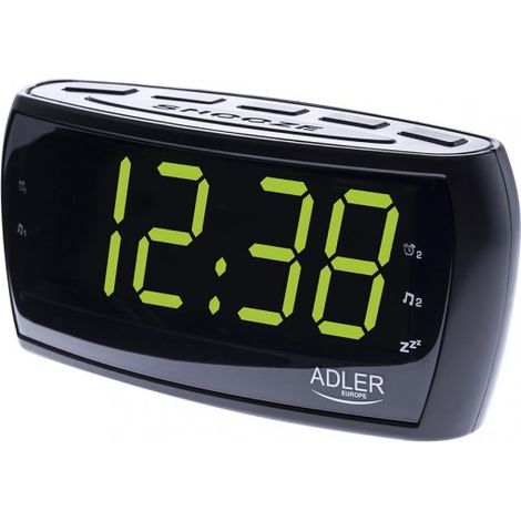 ADLER AD1121 Radiodespertador Digital AM-FM, Gran Pantalla LED, Control de Brillo, Función SNOOZE